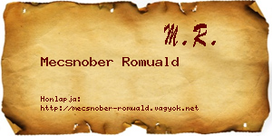 Mecsnober Romuald névjegykártya